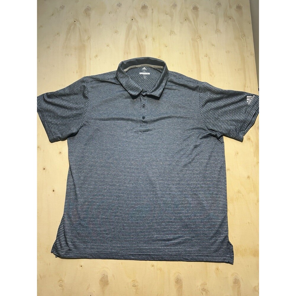 Adidas Men’s Golf Feeder Stripe Short Sleeve Polo Shirt Navy Blue Striped XL